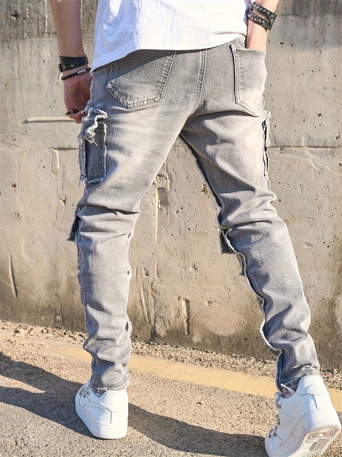 Vaqueros cargo slim fit para hombre – Denim de estilo urbano con múltiples bolsillos