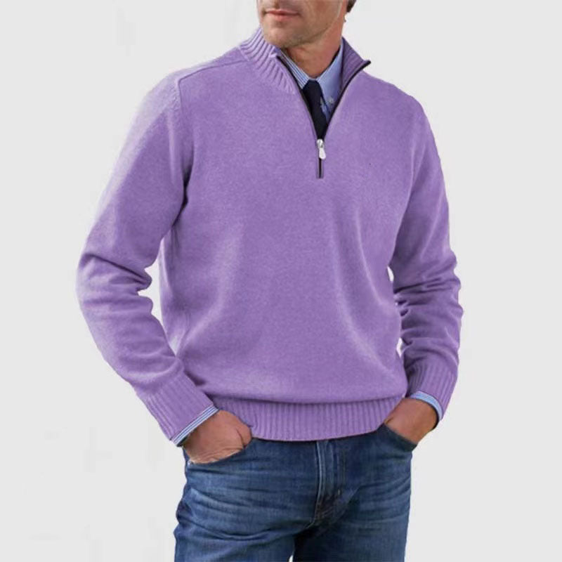 Suéter de cuello alto para hombre Loom & Soul™ – Jersey de punto de invierno ajustado con cremallera en el cuello