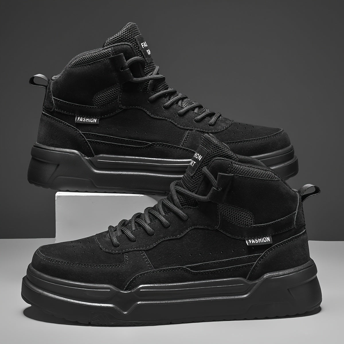 Zapatillas de deporte urbanas de caña alta para hombre – Zapatillas deportivas con cordones
