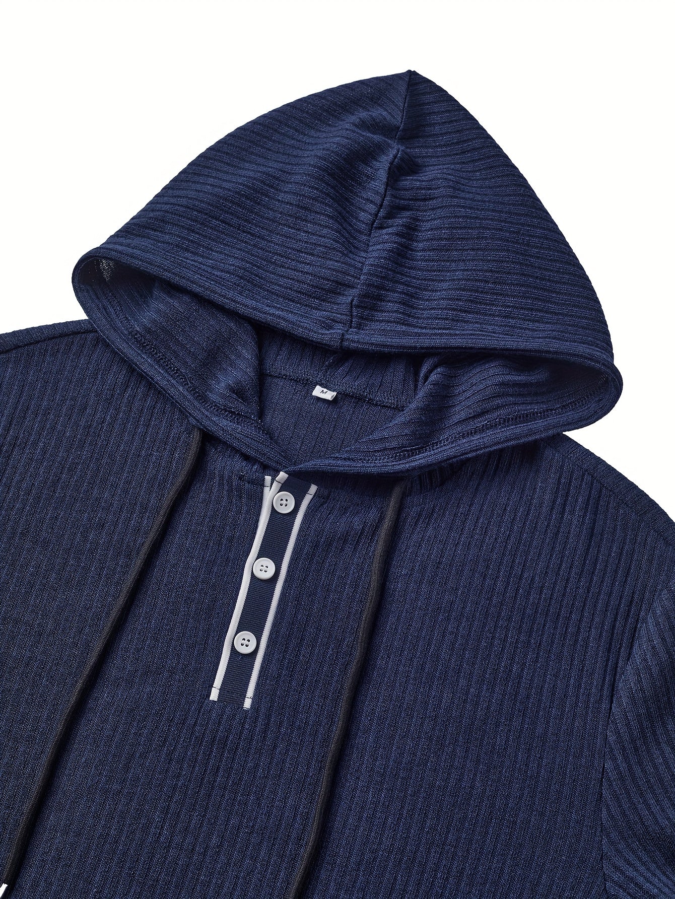 Henley con Capucha Color Block para Hombre – Sudadera Casual con Botones