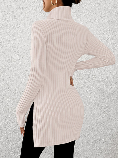 Top de cuello alto elegante para mujer – Tejido suave de manga larga y cuello alto