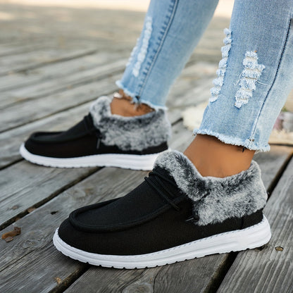 Mocassins à enfiler pour femmes – Chaussures d'hiver décontractées chaudes et antidérapantes avec semelle en EVA