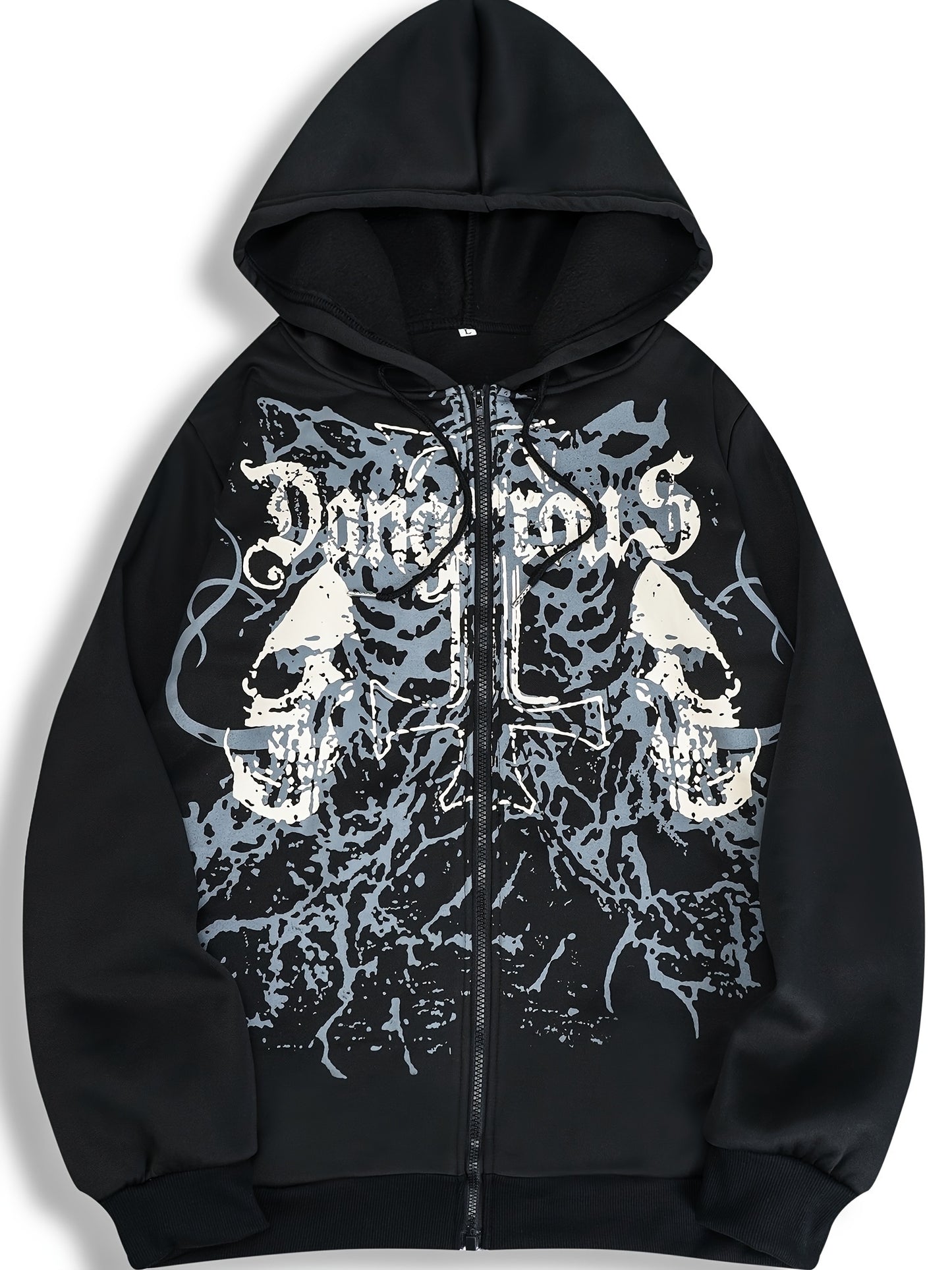 Chaqueta con capucha estampada de calaveras para hombre – Sudadera casual con cremallera para otoño/invierno