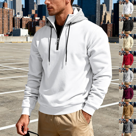 Men’s Stand Collar Pullover Hoodie – Luxury Commuter Casual Sweatshirt
