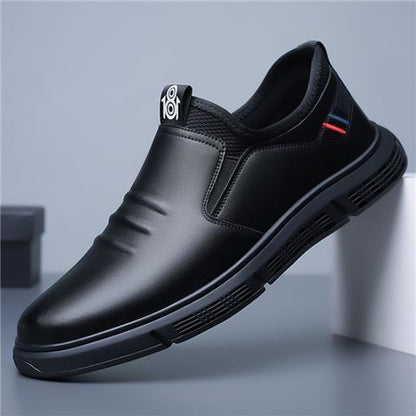 Zapatillas de caminar para hombre Loom & Soul en blanco y negro – Zapatos planos casuales de cuero de PU con acabado de gamuza, comodidad transpirable y diseño con cordones