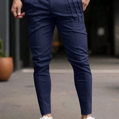 Pantalones de Vestir Cortos Ajustados para Hombre – Cintura Elástica Informal con Forro Polar