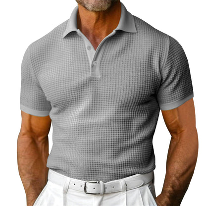 Polo para hombre Loom & Soul™ con textura de gofre – Camisa de verano de manga corta, corte entallado y solapa