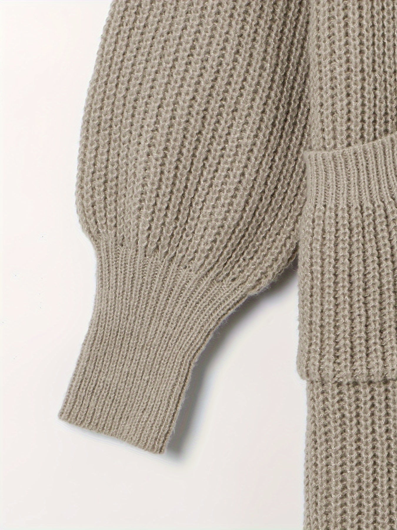 Elegante cárdigan acanalado con cuello en V profundo – Suéter de punto de otoño/invierno para mujer