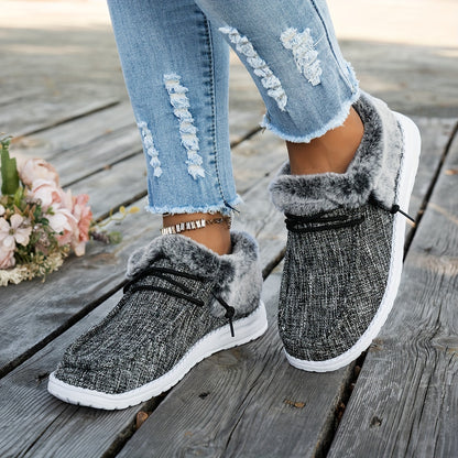 Mocassins à enfiler pour femmes – Chaussures d'hiver décontractées chaudes et antidérapantes avec semelle en EVA
