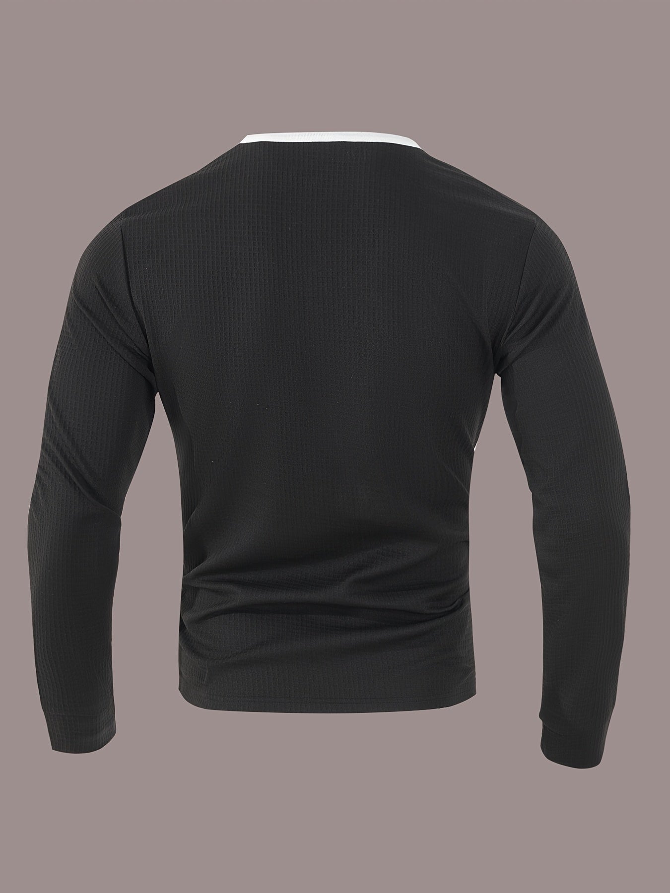 Chemise Henley gaufrée pour homme – Haut boutonnée toutes saisons blanc et noir
