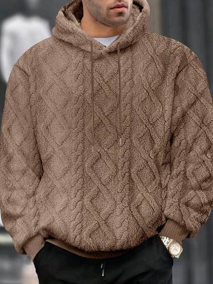 Sweat-shirt à capuche décontracté pour homme – Pull de couleur unie légèrement extensible