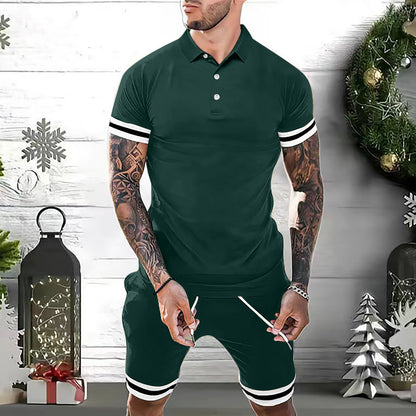 Conjunto de verano de 2 piezas de polo y shorts para hombre – Atuendo deportivo casual