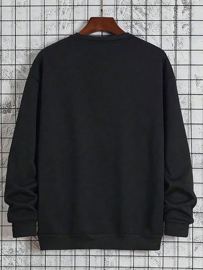 Men’s Printed Crewneck Sweatshirt – Trendy Casual Street Pullover