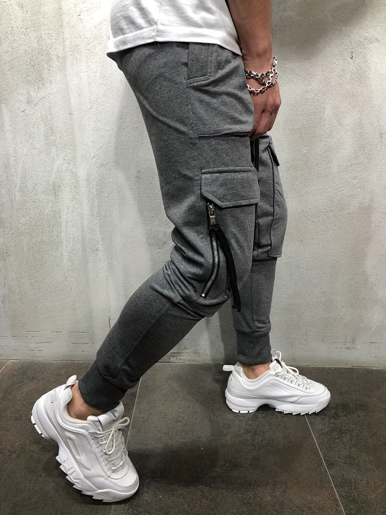 Pantalones Cargo de Hombre Urbanos – Pantalones de Exterior con Cordón y Bolsillos Múltiples