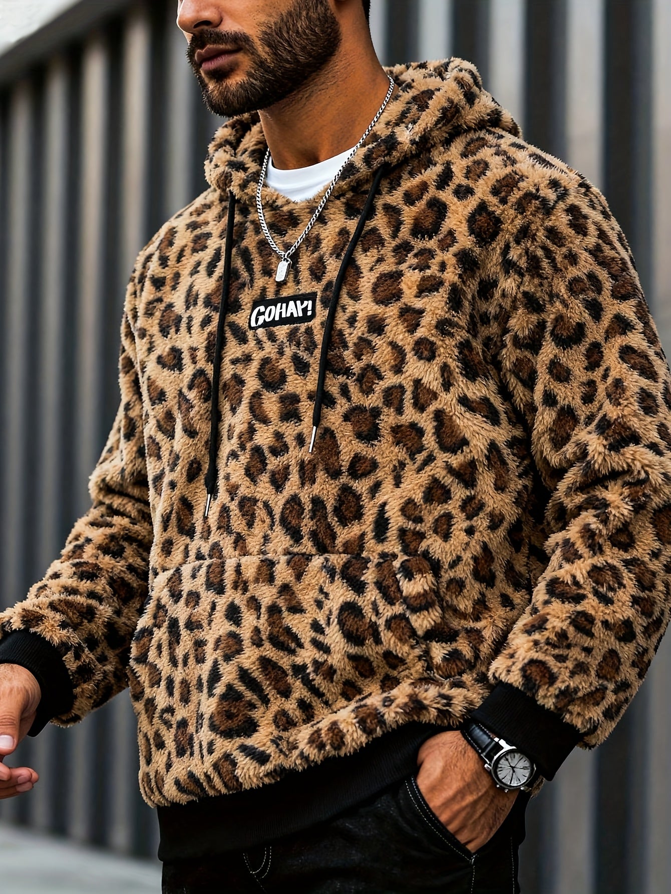 Sweat à Capuche Imprimé Léopard Homme – Sweat-shirt Doux Tendance Streetwear