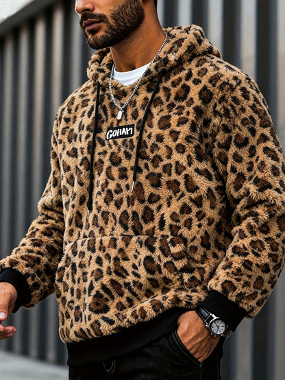Sweat à Capuche Imprimé Léopard Homme – Sweat-shirt Doux Tendance Streetwear