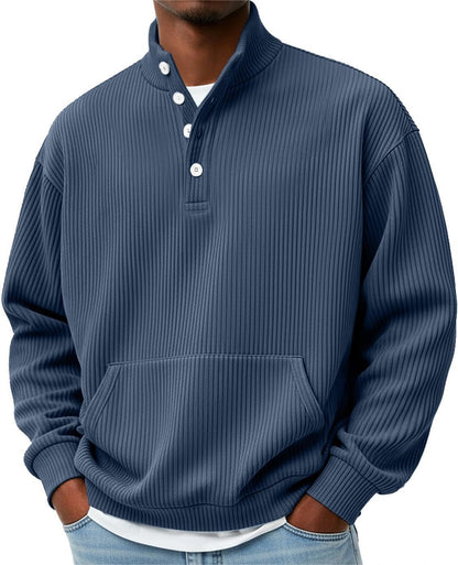 Sudadera de Cuello Alto Lisa para Hombre – Polo Casual de Manga Larga