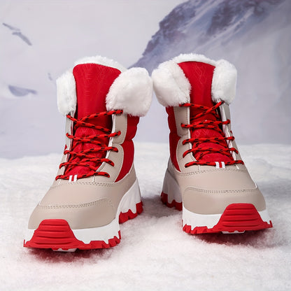 Botas de nieve cálidas antideslizantes para mujer – Zapatillas deportivas informales forradas de felpa para invierno