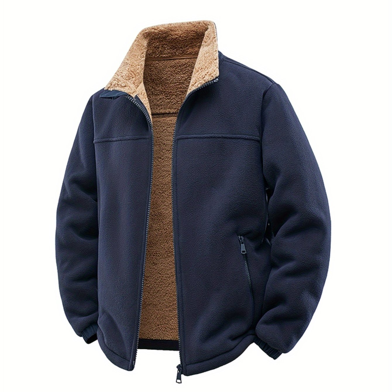 Men’s Fleece Zip Jacket – Warm Wind-Resistant Fall Winter Coat