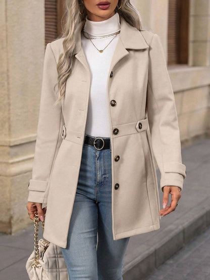Loom & Soul™ Elegante Abrigo de Lana – Chaqueta de Solapa Cruzada de Largo Medio para Mujer, para un Estilo Invernal sin Esfuerzo
