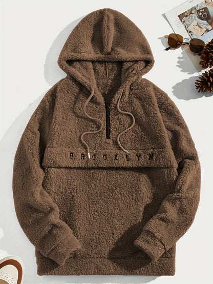 Sweat à capuche en molleton doux pour hommes – Demi-zip « Brooklyn » Pull d'hiver