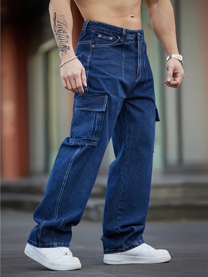 Vaqueros Urban de Pierna Ancha – Vaqueros Multibolsillos Azul Degradado