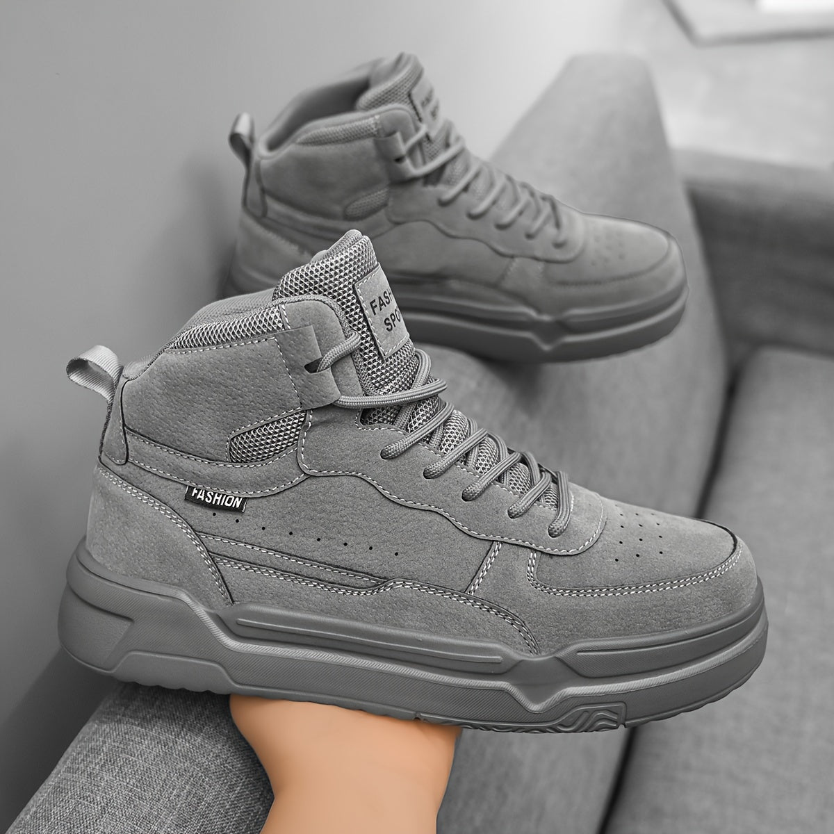 Zapatillas de deporte urbanas de caña alta para hombre – Zapatillas deportivas con cordones