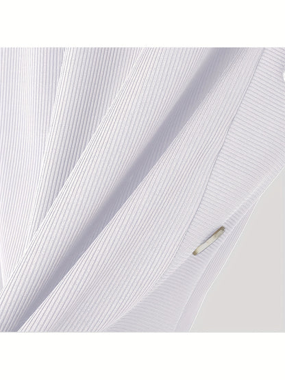 Camiseta de cuello alto ajustada para hombre - Camisa de punto con detalle de botones