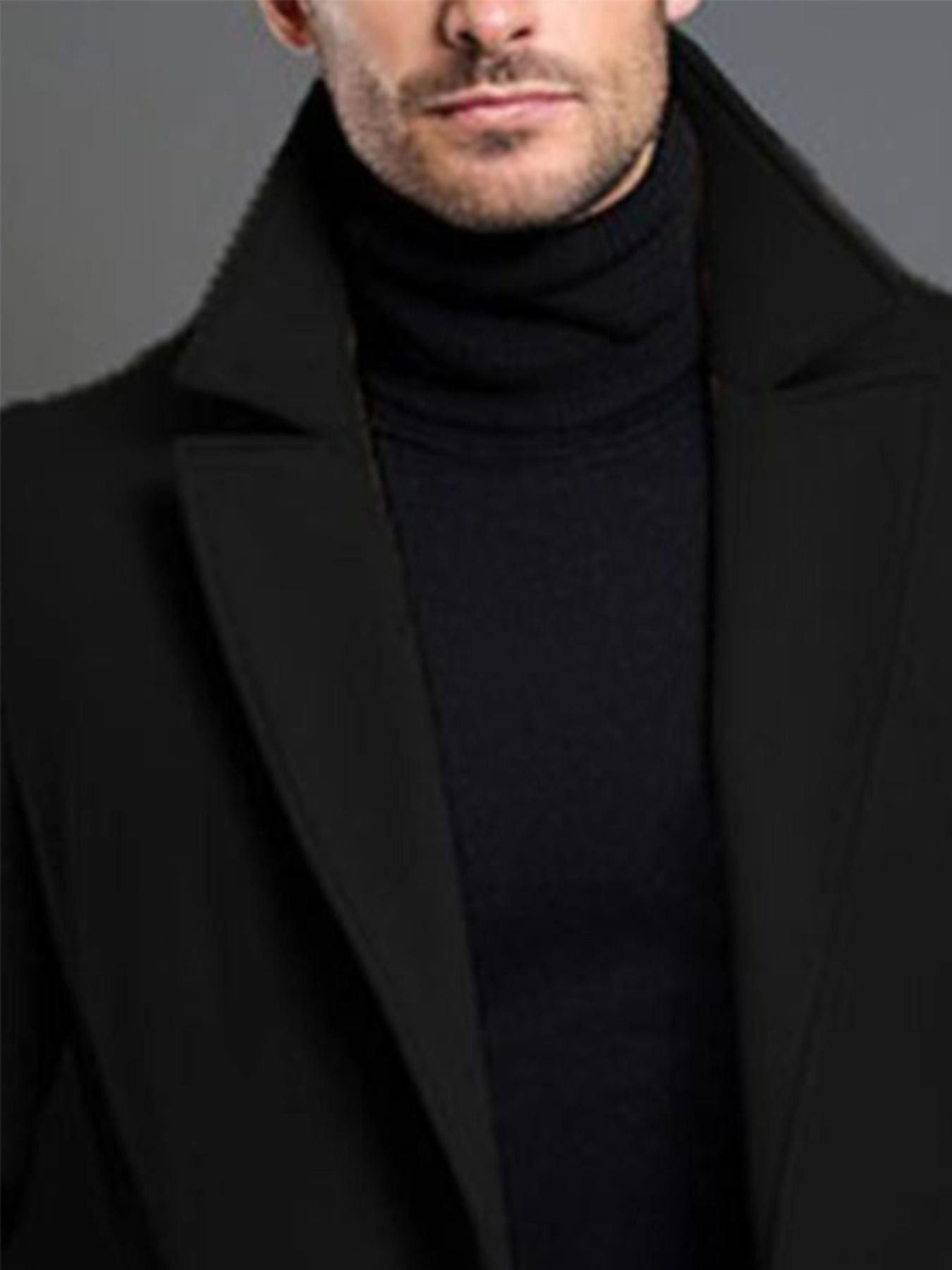 Abrigo clásico de solapa para hombre – Chaqueta de invierno de una sola botonadura