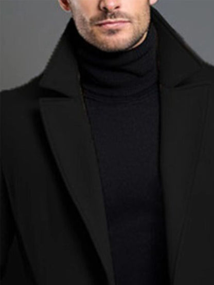 Abrigo clásico de solapa para hombre – Chaqueta de invierno de una sola botonadura