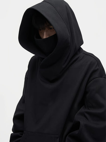 Sweat à capuche ample en peluche pour homme – Pull style ninja streetwear