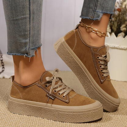 Zapatillas Bajas Minimalistas con Cordones para Mujer – Calzado Casual Versátil