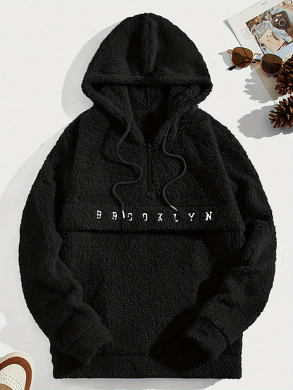 Sweat à capuche en molleton doux pour hommes – Demi-zip « Brooklyn » Pull d'hiver