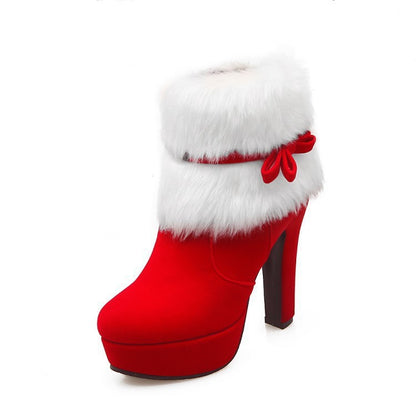 Bottes Martin Loom & Soul d'hiver en peluche à talons hauts – Confort élégant pour les fêtes