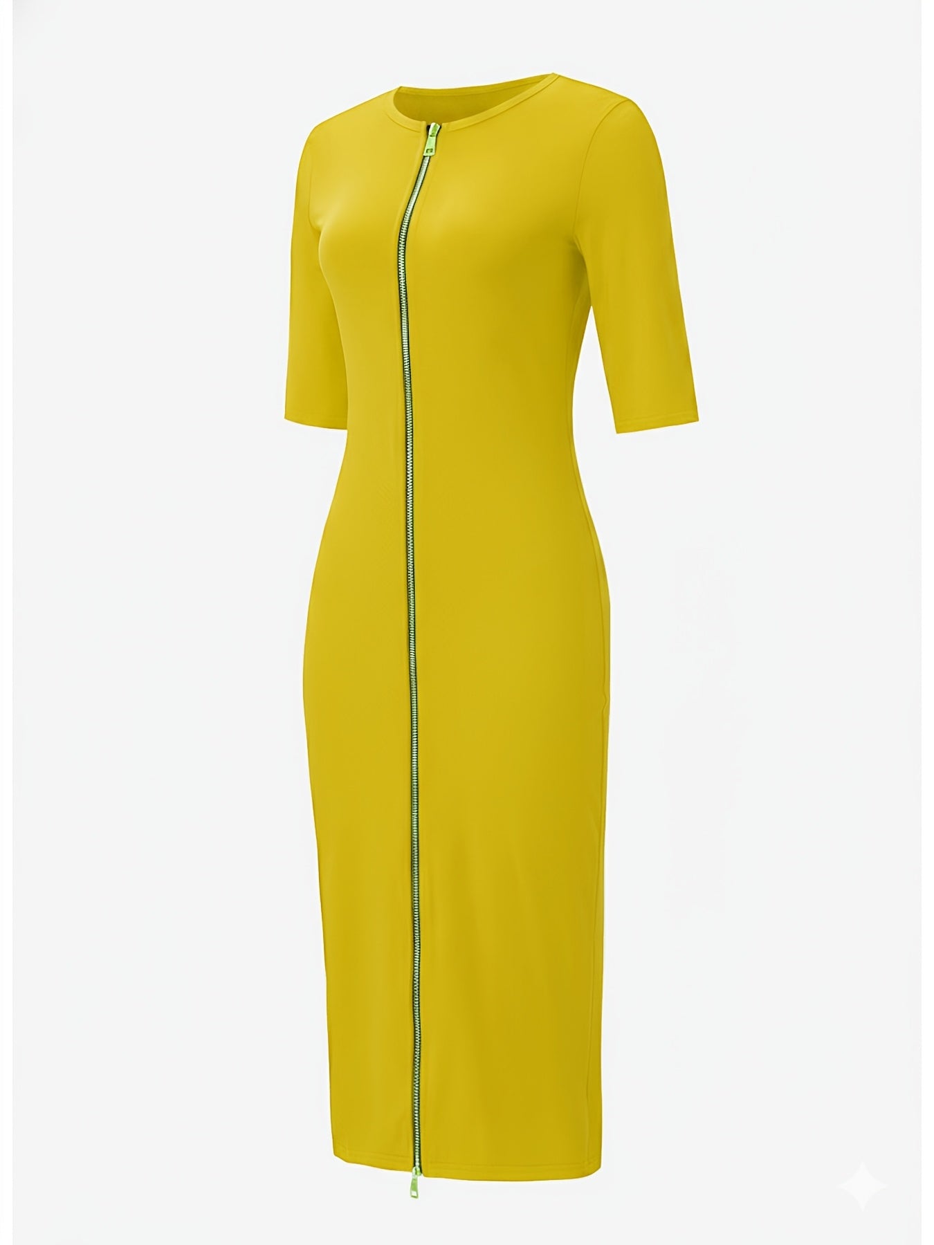 Vestido midi ajustado con cuello barco – Vestido elegante de manga corta con corte entallado