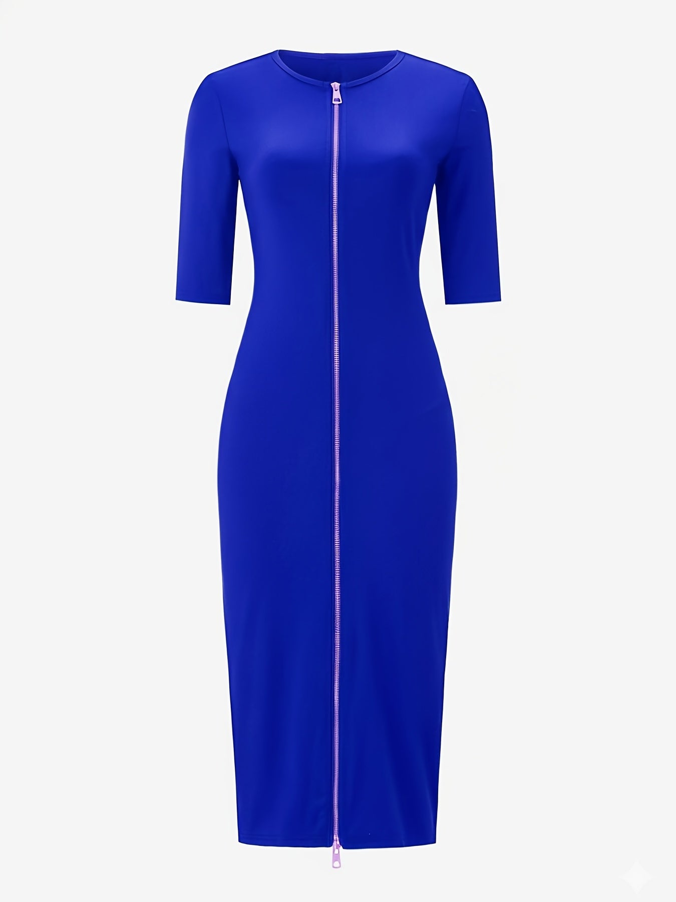 Vestido midi ajustado con cuello barco – Vestido elegante de manga corta con corte entallado