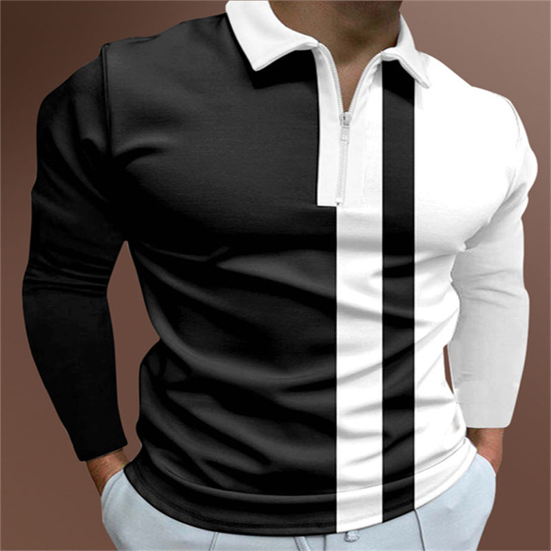 Polo de hombre a rayas – Manga corta de mezcla de algodón de corte moderno