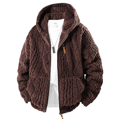 Chaqueta de Vellón con Capucha y Cremallera para Hombre – Ajuste Casual de Pana