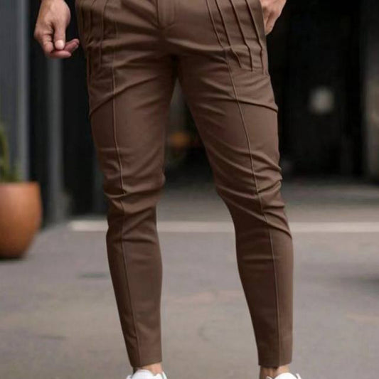Pantalones de Vestir Cortos Ajustados para Hombre – Cintura Elástica Informal con Forro Polar