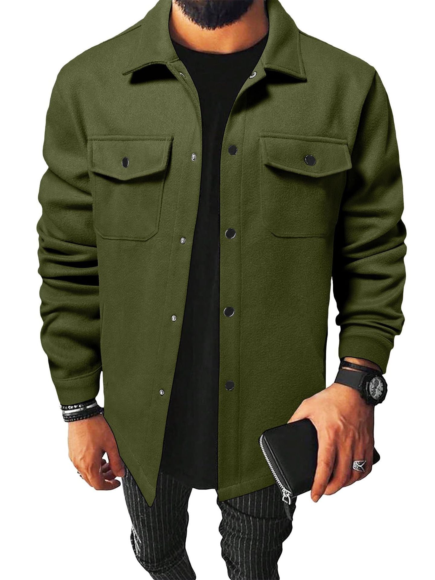 Cárdigan informal grueso para hombre Loom & Soul – Camisa de manga larga estilo británico
