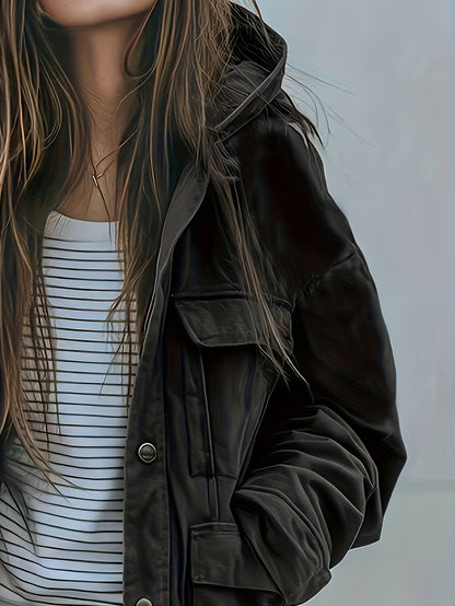 Chaqueta con capucha para mujer de alta resistencia en color verde oliva – Abrigo de trabajo grueso para todas las estaciones
