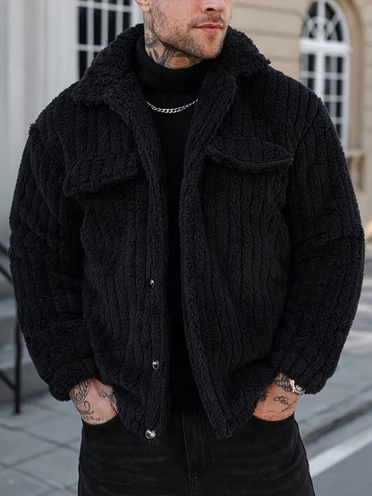 Chaqueta de Franela con Botones para Hombre – Abrigo Casual de Solapa para Invierno