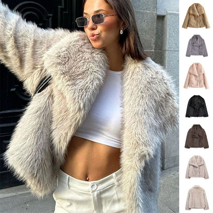 Abrigo de felpa con solapa mullida Loom & Soul™ – Chaqueta de invierno cálida para mujer para una comodidad elegante y sin esfuerzo