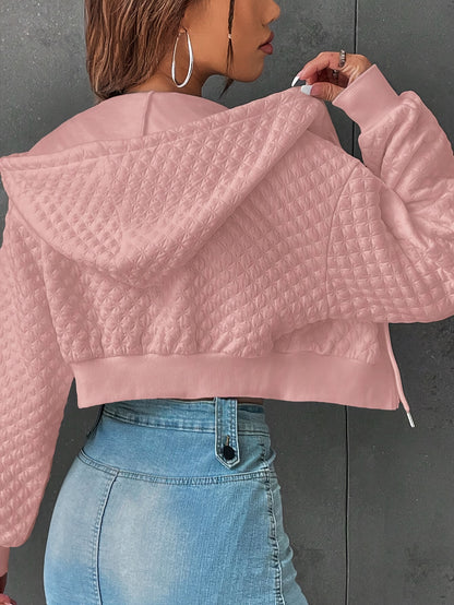 Sudadera con capucha elegante con letras para mujer – Jersey corto de calle rojo y negro