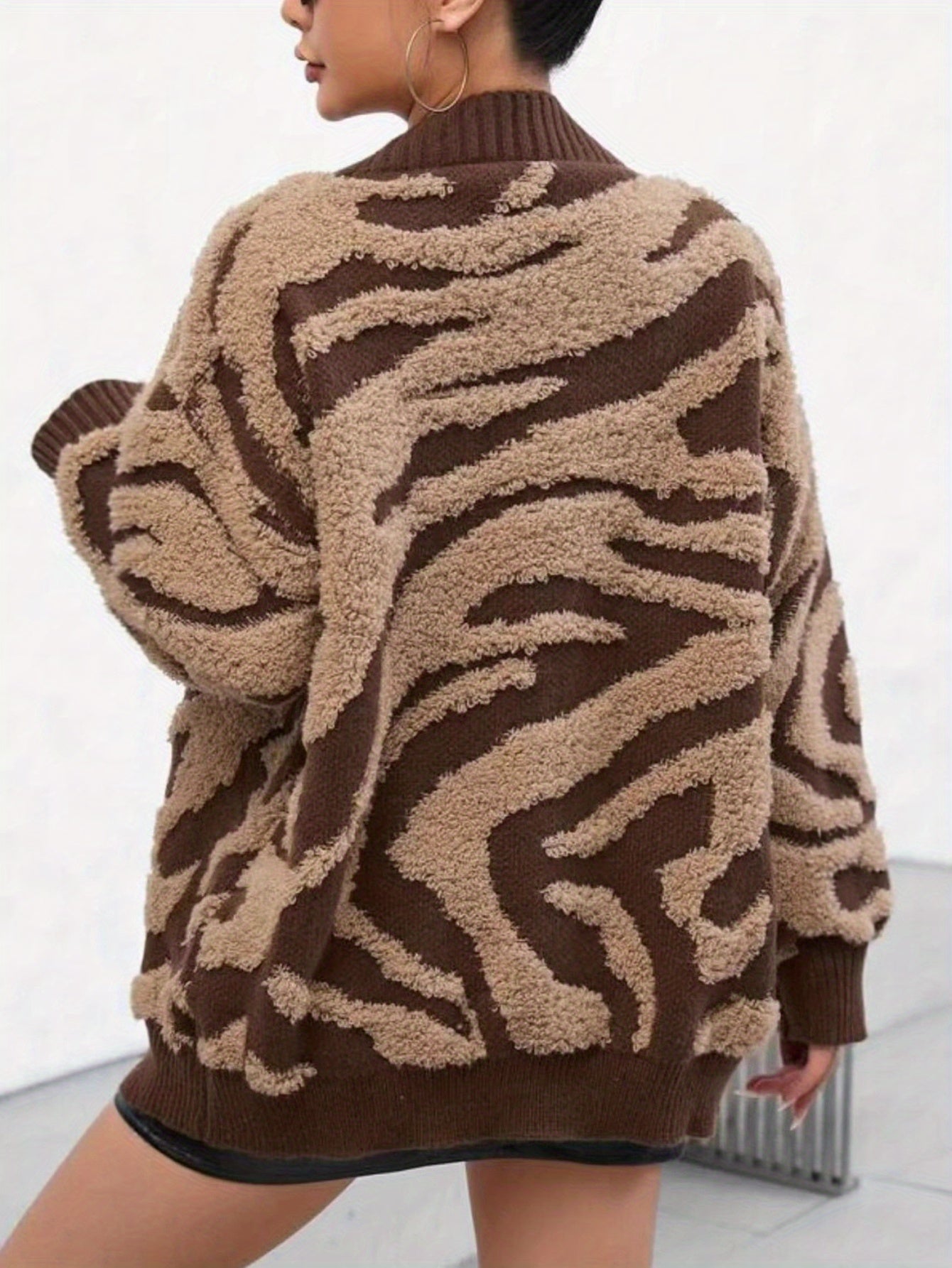 Oversized Leopard Cardigan – Button Front Cozy Knit