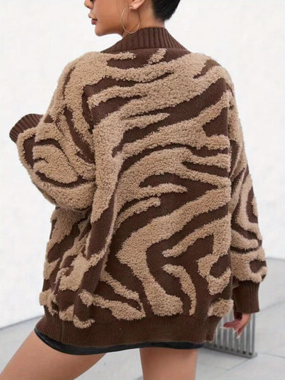 Oversized Leopard Cardigan – Button Front Cozy Knit