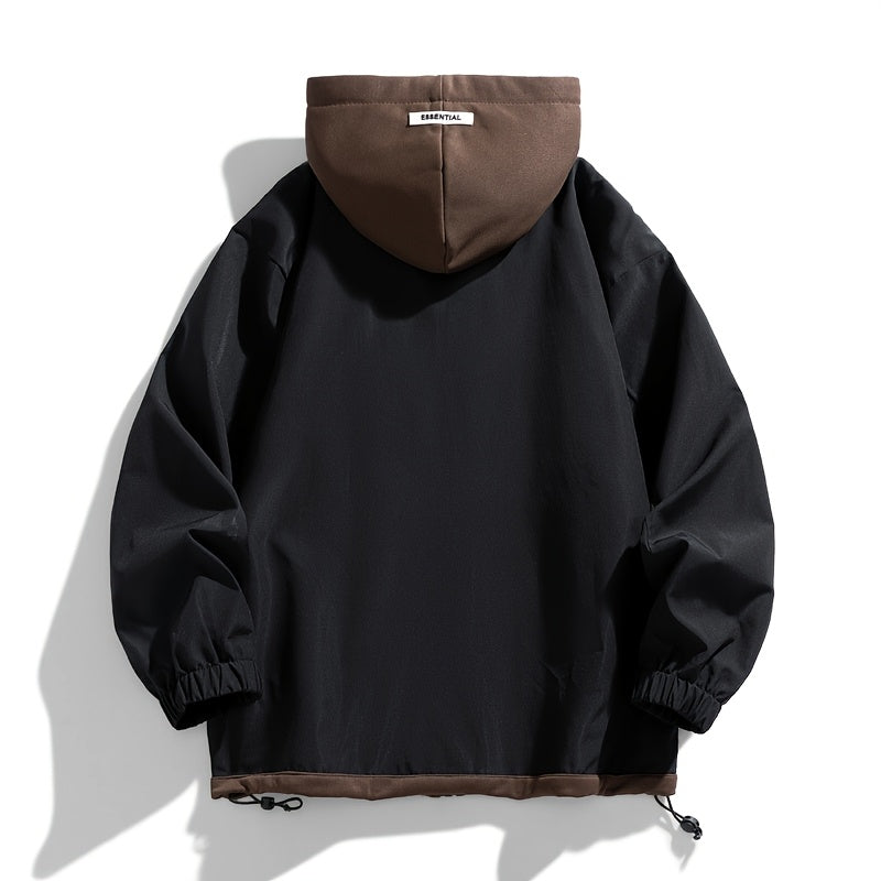 Chaqueta con cremallera y bloques de color para hombre Loom & Soul – Cortavientos ligero con capucha