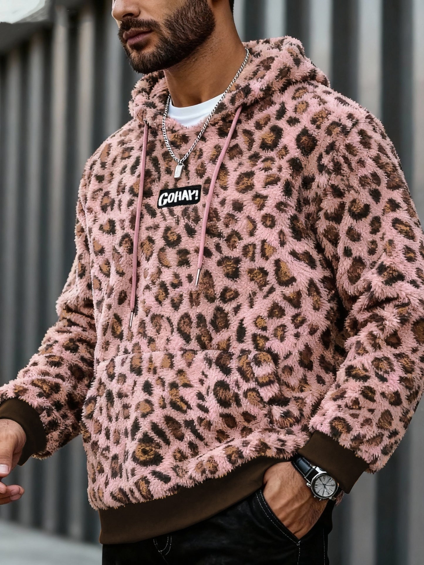 Sweat à Capuche Imprimé Léopard Homme – Sweat-shirt Doux Tendance Streetwear