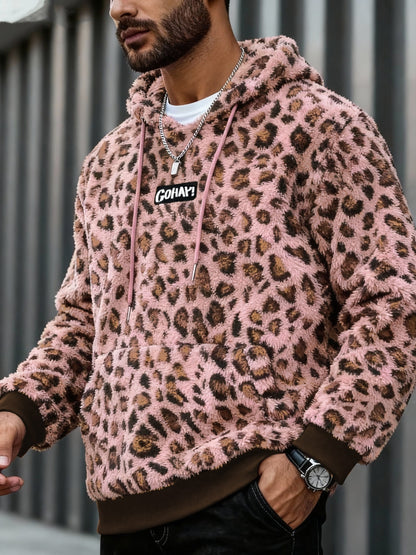 Sweat à Capuche Imprimé Léopard Homme – Sweat-shirt Doux Tendance Streetwear
