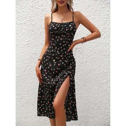Loom & Soul™ Vestido Largo con Tirantes Finos y Estampado de Lunares – Vestido Largo de Verano para Mujer con Abertura